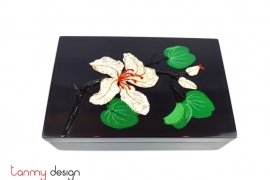 Black rectangular lacquer box attached with eggshell Ban flower 11*17*H5 cm